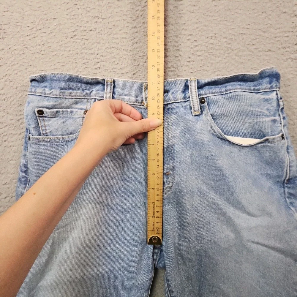 Levis 505 Jean Shorts Mens 33 Blue Denim Light Wash Fade Grunge Normcore Dad